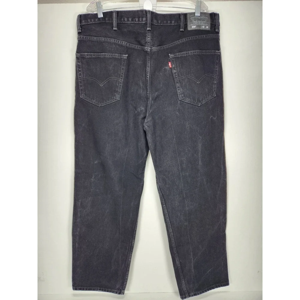 Levi's 550 Black Jeans Mens 42x32 Relaxed Fit‎ Straight Modern Casual Work Denim